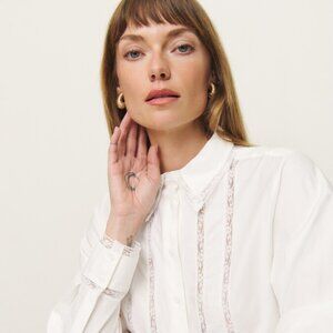 NEW Reformation Loreena Top Blouse Size 6 White Cotton (No Tag)